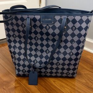 U.S. Polo Assn. Navy and Light Blue Checkered Tote